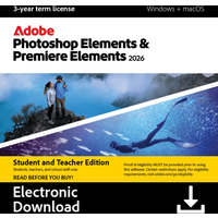 Koop Adobe Photoshop & Premiere Elements 2026 Student/Docent 3 Jaar - Digitaal -